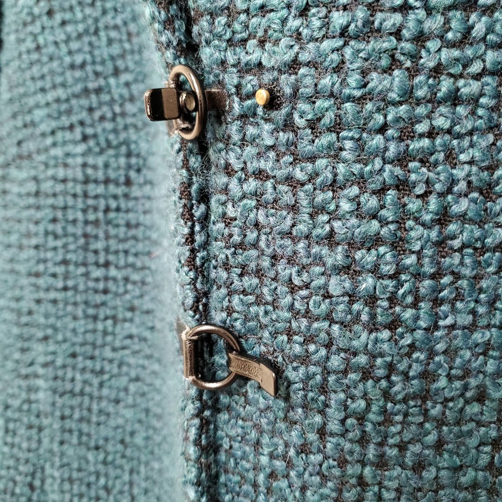 AKRIS PUNTO Emerald Green/Black Textured Buttoned Wool Blend Blazer sz US 8 - Picture 6 of 10